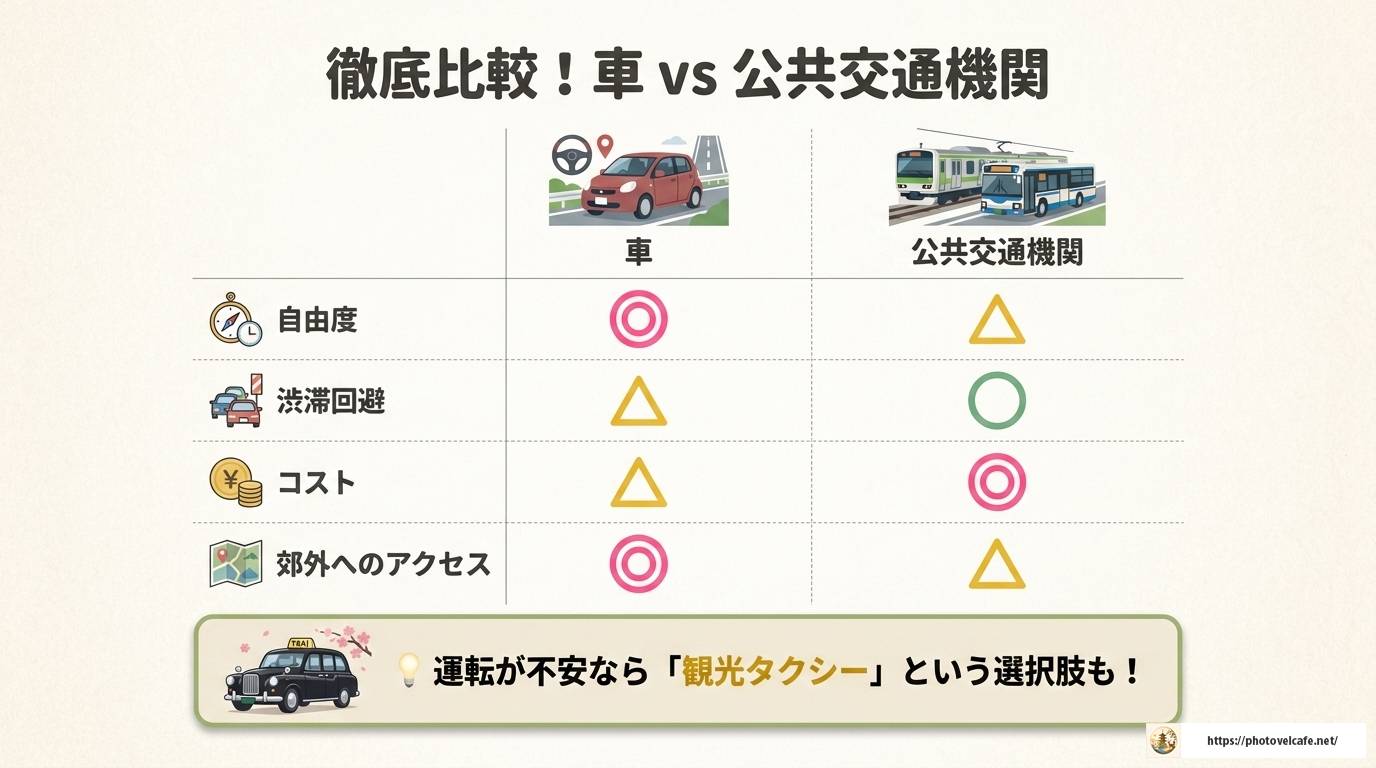 京都観光の移動手段に車を選ぶメリットと賢い使い方